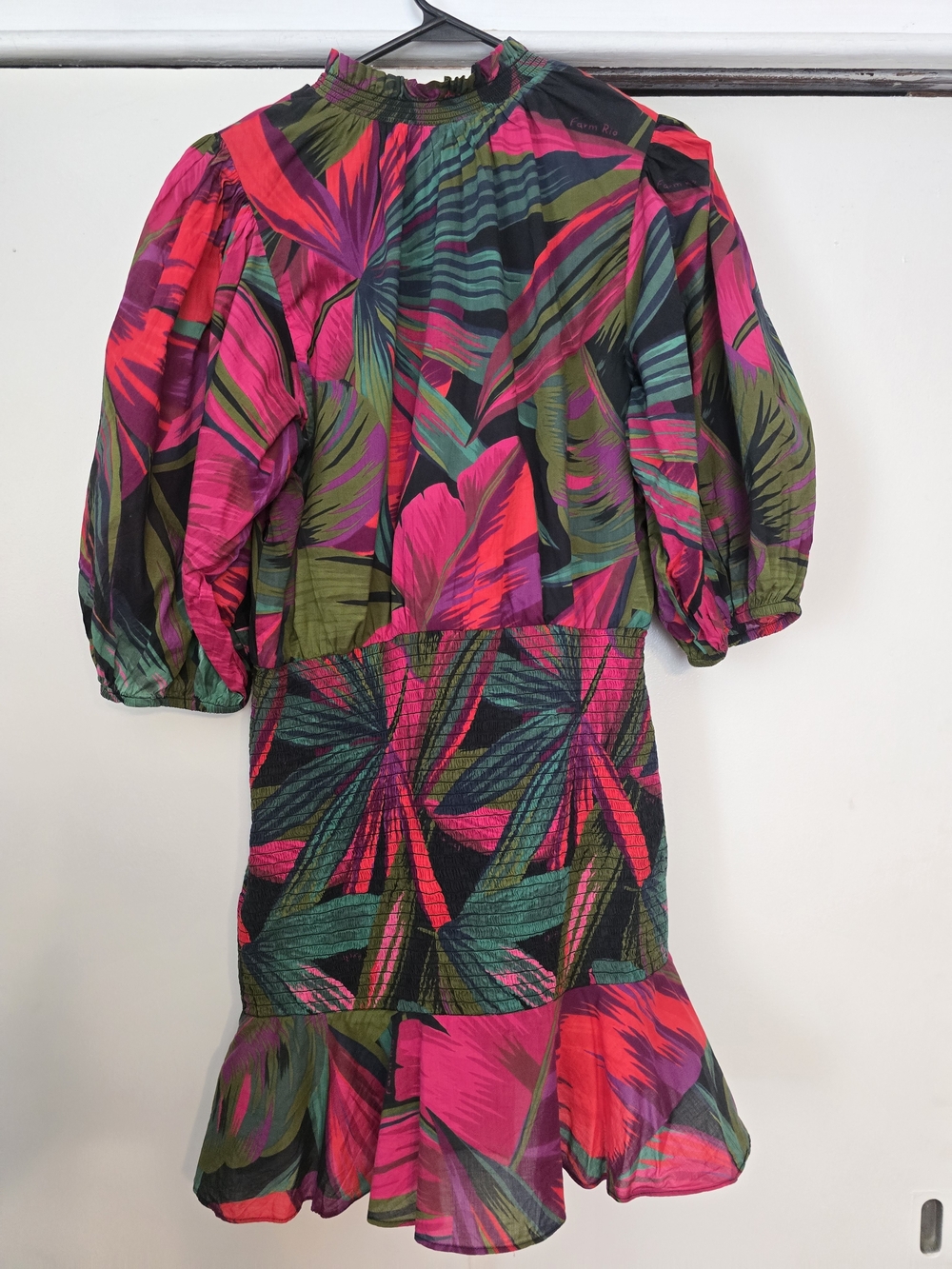Farm Rio Vibrant Tropical Print Puff Sleeve Mini Dress - Picture 6 of 6